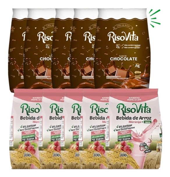 Risovita Bebida De Arroz Pó Mix Chocolate Com Morango 300g 0