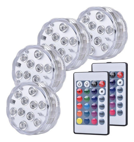 Luces Sumergible Batería Control Remoto Multi Color Fuentes 0