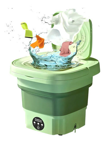 Mini Máquina De Lavar Verde Dobrável Roupas Leves Lançamento 0