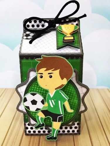 25 Cajitas Milk Box En 3d De Fútbol 0