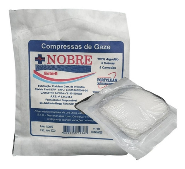 Compressas Gazes Esteril 11 Fios Pacote C/ 250 Gaze Curativo 0