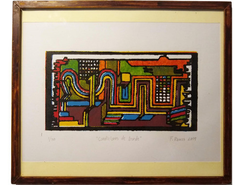 Grabado Tricromía Original Enmarcado Y Firmado 0