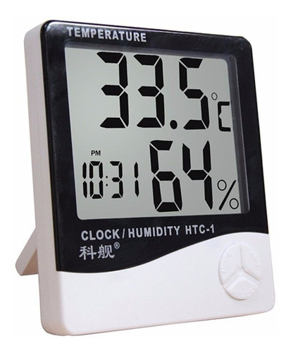 Termómetro Digital Hambiente Humedad Reloj Higrometro Alarma 0