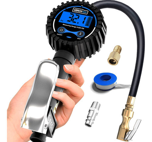 Inflador De Neumticos Digital Con Manmetro De Presin Y Mangu 0