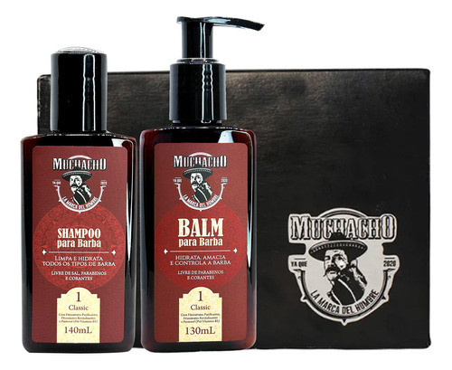 Kit Shampoo + Balm Muchacho Classic -para Uma Barba Perfeita 0