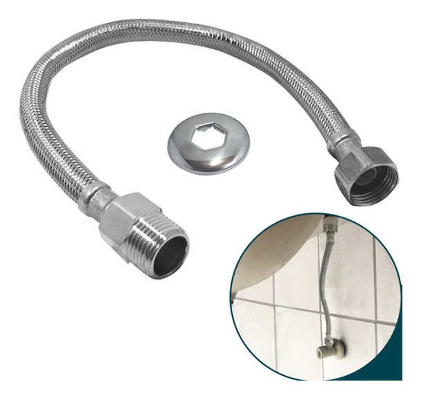 Mangueira Torneira Fria Inox 304 Trançado 30cm Macho Femea 0