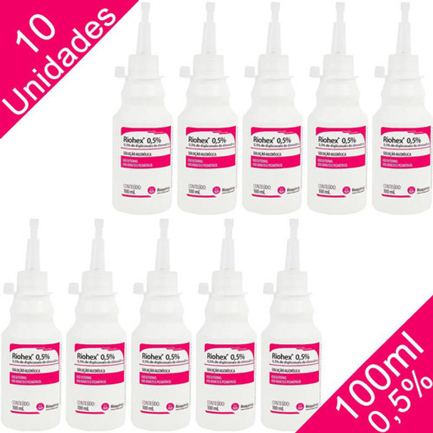 Clorexidina Riohex 0,5% Solução Alcoólica 100ml 10 Unidades 0