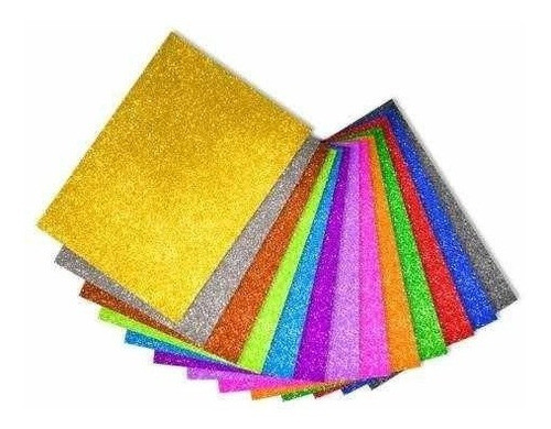 Goma Eva Super Glitter A4 Adhesiva Por Unidad 0