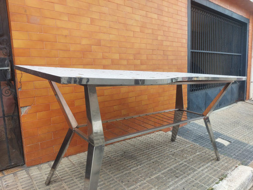 Mesa Inox Tampo Madeira Azulejo 0