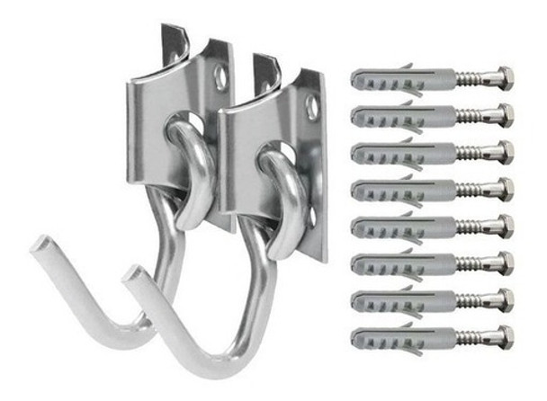 Gancho Suporte Rede Zincado Parafusado Kit Completo 4 Pares 0