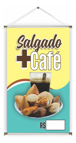 Banner Pronta Salgado + Café Ref 398 45x70 Cm (arte Pronta) 0