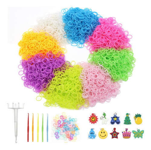 Kit De Tejido Diy Para Niños Con Bandas Elásticas Luminosas 0