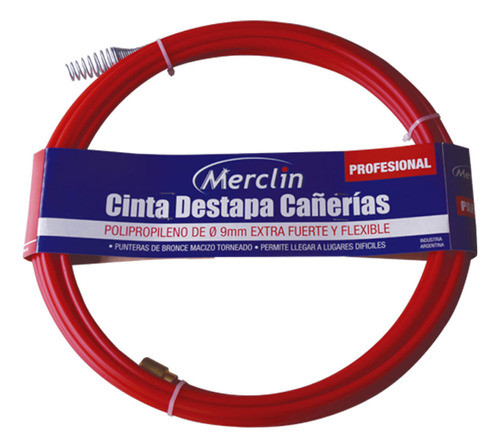 Cinta Flexible Destapa Cañeria Merclin 9mm X 10 Metros G P 0
