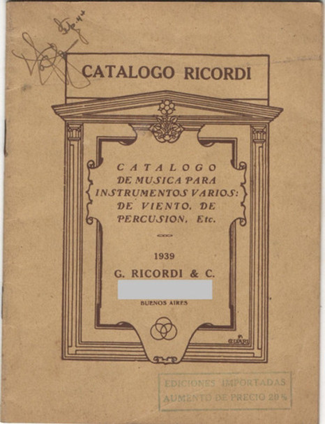 Catálogo Musical Ricordi 40 Páginas Autografiado (1939) 0 Catálogo Musical Ricordi 40 Páginas Autografiado (1939) 0