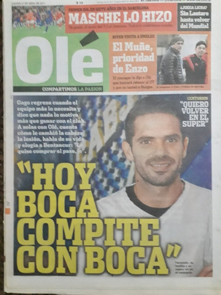 Diario Ole 27 Abril 2017 Gago Mascherano River 0