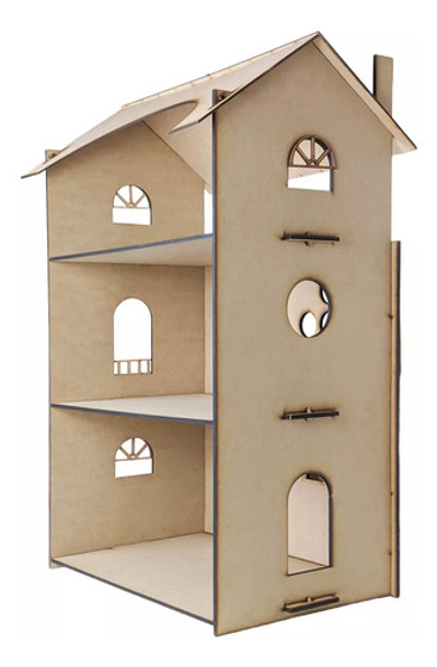 Casa Grande Madera Proyectarte Muñecas Barbie, 3 Pisos 75cm 0 Casa Grande Madera Proyectarte Muñecas Barbie, 3 Pisos 75cm 0