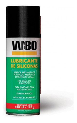 Lubricante De Silicona W80 Cerraduras Gomas Bisagras X 240ml 0