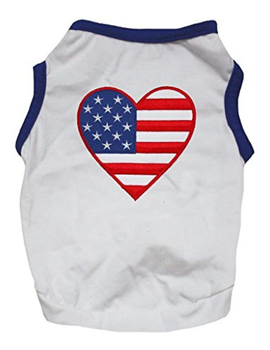 Camisa De Perro Petitebella Usa Heart White Puppy 0
