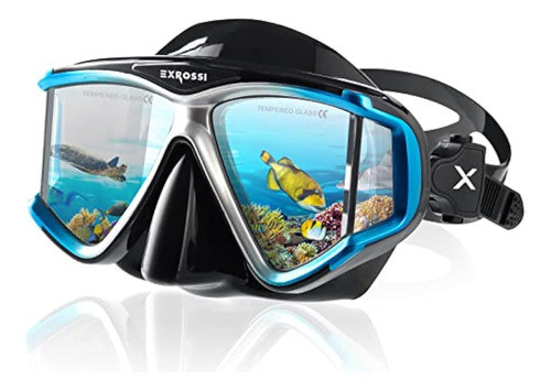 Exrossi Máscara De Buceo Panorámica De 4 Lentes, 0