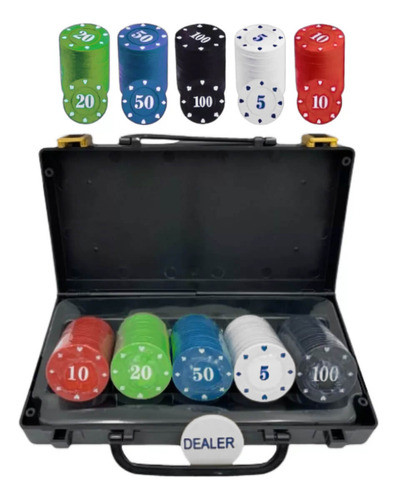 Jogo De Poker Profissional 100 Fichas Numeradas + Maleta Pró 0