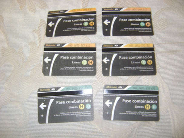 Lote De 6 Tarjetas Subtepass Coleccionismo Pases Lineas D-h 0