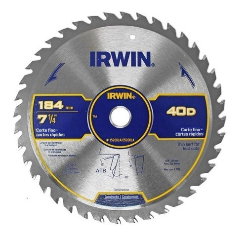 Hoja P/sierra Circ. Irwin 9 X40d. P/mad. Blister - Ynter 0
