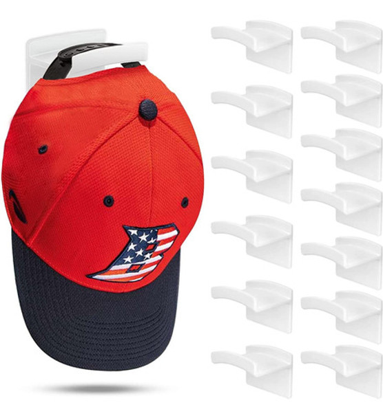 14 Ganchos Adhesivos Para Gorras Y Sombreros - Blanco 0