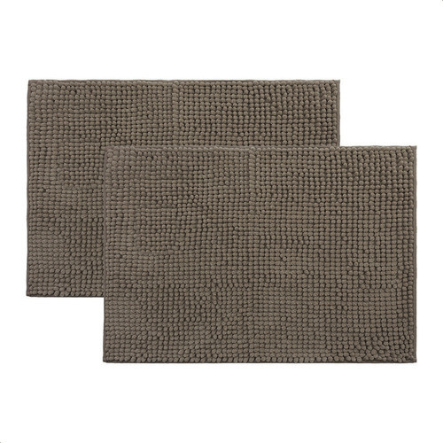 2 Tapetes De Banheiro Bolinha Microfibra Macio 40x60 Marrom 0