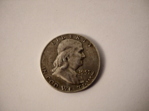 Medio Dólar De Plata De 1957 Franklin Muy Buen Estado 0