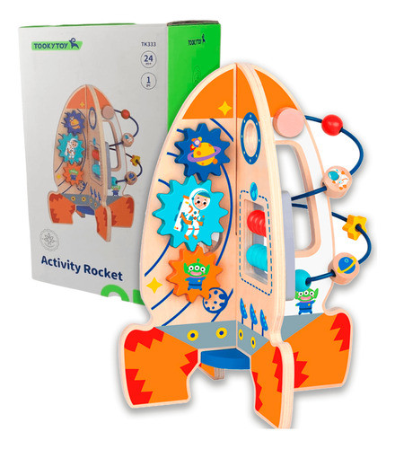 Juego Didáctico De Madera Tooky Toy Cohete Con Actividades 0