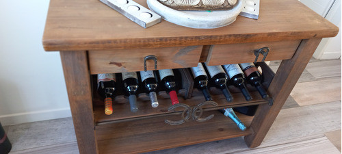 Mesa Arrime Recibidor Madera Maciza Estilo Campo 0