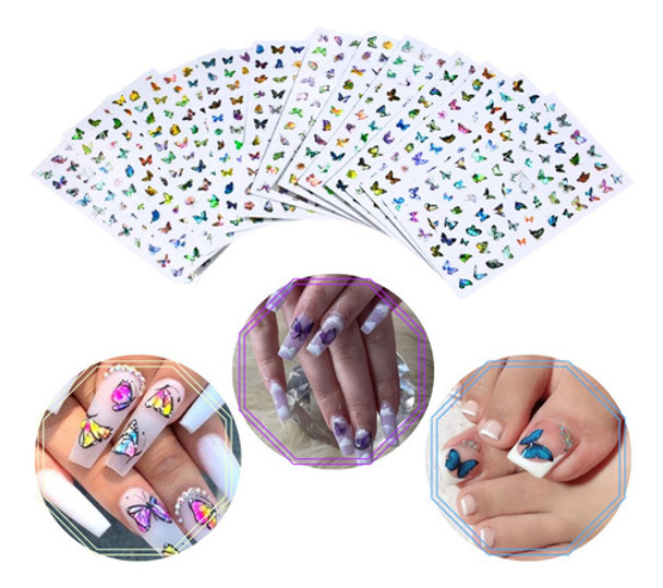 Stickers Para Uñas Mariposas Tattoo Plancha Decoración Nail 0