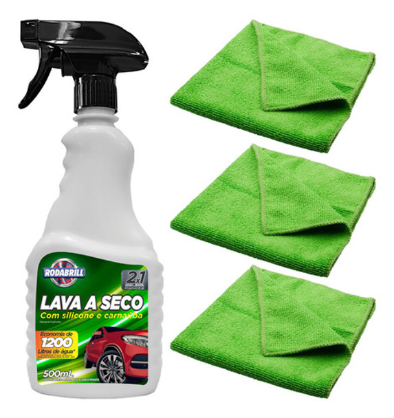 Kit Lava A Seco Automotivo Encera Sem Risca Pano Microfibra 0
