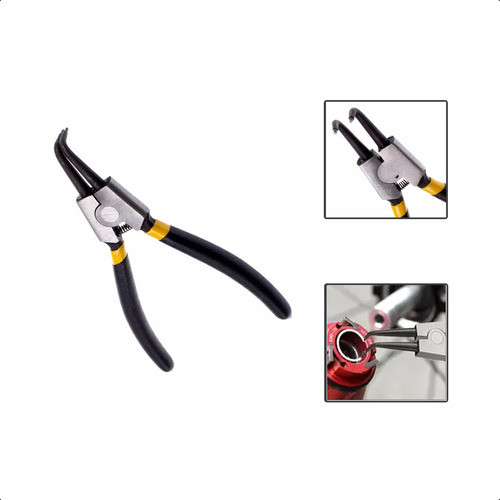 Alicate Para Anéis Externo Pistão Rodas 7 Pols Bico Curvo 0