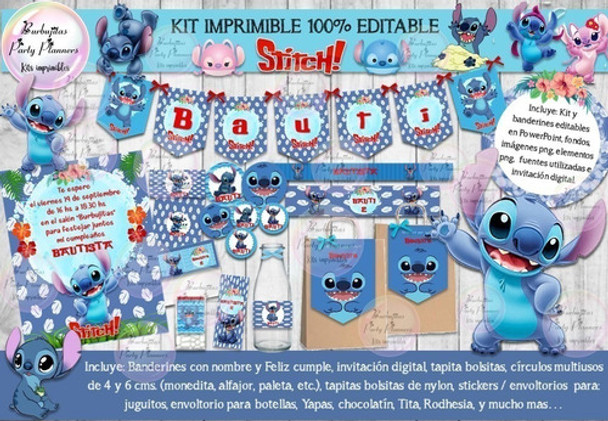 Kit Imprimible Candy Bar Stitch 100% Editable 0