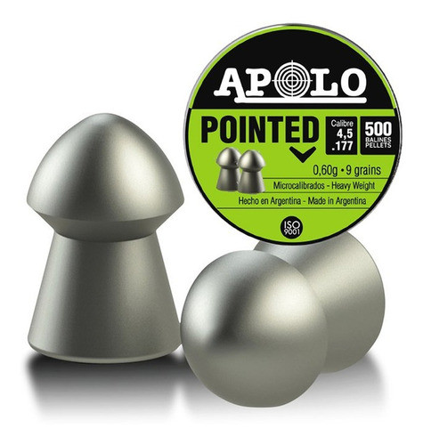 Balines Apolo Pointed 4,5 Mm 9 Grains 500 Unidades 0