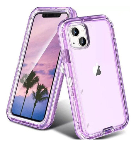 Protector Para iPhone 14 Full Cover Purple Carcasa 0