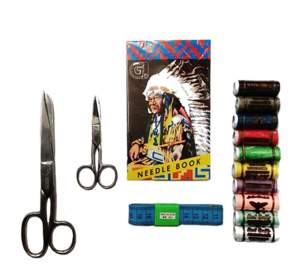 Kit De Costura Tijeras Modista + Costura  Hilos Centímetro 0