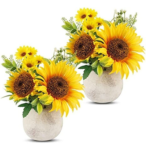 Cewor 2 Piezas Girasol Artificial Plantas En Maceta Decoraci 0