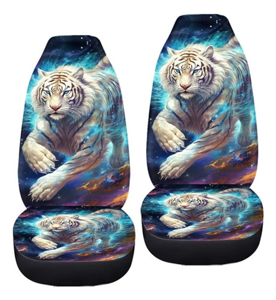 Zfrxign Galaxy White Tiger Fundas Para Asientos De Coche Par 0