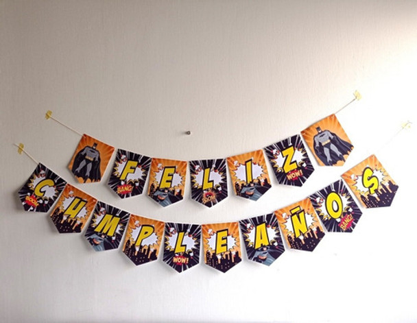 Banderínes Batman Cumpleaños Decoración 0