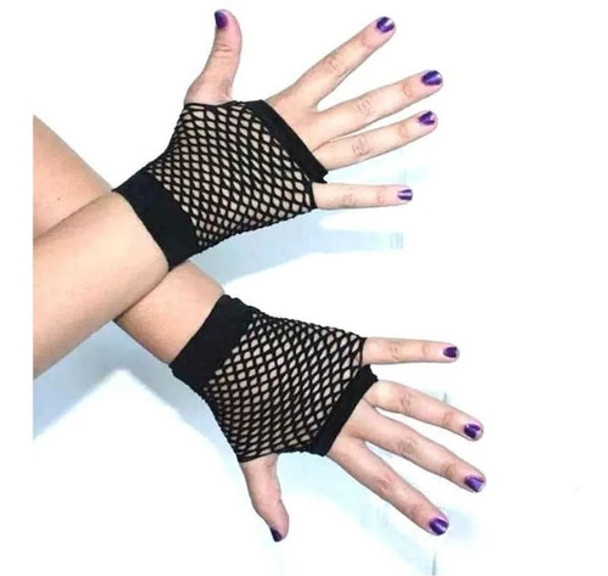 Combo Guantes De Red Miton Dama Retro Sexy Dark Negros X 12u 0