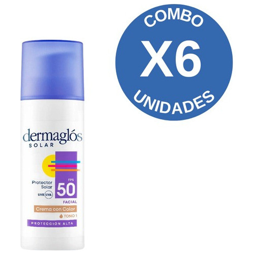 Pack X6 Dermaglós Protector Solar Fps 50 Color Claro 50 Ml 0
