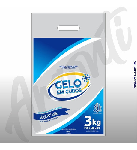 Embalagem  P Gelo 3kg C/alça 14 Micras C/ 500 0