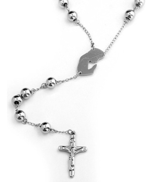 Rosario Cruz Collar Acero Quirurgico 0