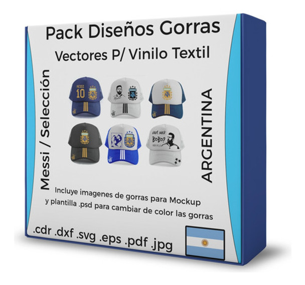 Pack Plantillas Vector Gorras Vinilo Editables Messi Mundial 0