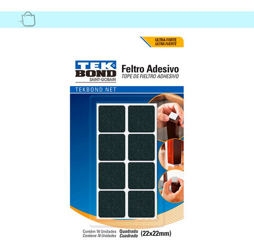 Kit 16 Feltro Protetor Adesivo Pé Sofá Cadeira Mesa Tekbond 0