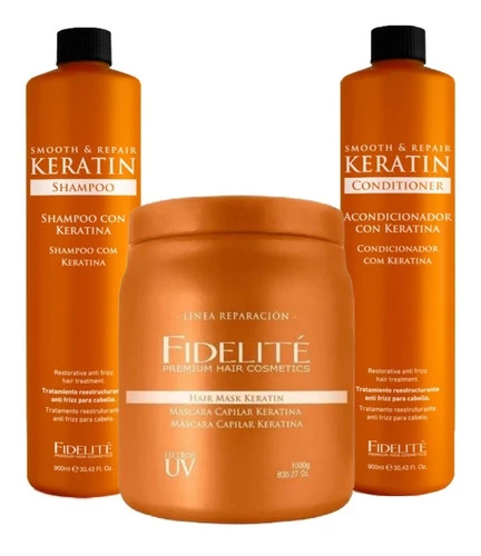 Kit Shampoo + Mascara + Acondicionador Keratina - Fidelite 0