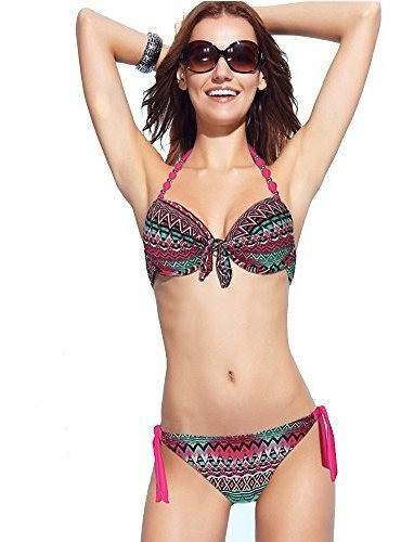 Eonar Para Mujer Acolchada Extraible Push Up Bikini Set Corb 0