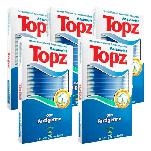 Cotonete Ponta De Algodão Delicado 375 Pçs Suave Topz 5 Pct 0